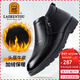 老人頭（LAORENTOU）男靴秋冬棉鞋防滑耐磨頭層牛皮套腳鞋厚底加絨保暖靴 A90388 黑41