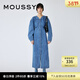 moussy 女裝新款泡泡袖下擺開(kāi)叉長(cháng)款牛仔連衣裙010GSK11-0090 110藍色 S 00001