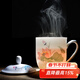 千紅窯釉下彩中式手繪陶瓷辦公杯帶蓋會(huì )議水杯家用定制禮品醴陵瓷器 荷花老板杯