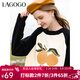 LAGOGO柿柿如意撞色保暖毛衣女拉谷谷2024年冬季新款插肩袖針織衫 白黑(VW) M 160/38