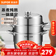 蘇泊爾（SUPOR）蒸鍋304不銹鋼三層復底多用蒸魚(yú)家用蒸籠電磁爐燃氣通用 歐式蒸鍋 3層 28cm