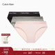 Calvin Klein內衣女三條裝經(jīng)典提花腰邊ck舒適棉質(zhì)微彈性感比基尼三角內褲女 Q7Z-太空黑/櫻花粉/椰青灰 3條 M 尺碼偏大，建議拍小一碼