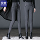 羅蒙（ROMON）加絨牛仔褲女秋冬2024新款秋季女褲彈力顯瘦緊身鉛筆小腳褲子春秋 9555煙灰色-長(cháng)褲-【春秋款】 M 建議體重-90多斤-100斤