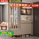 滿(mǎn)門(mén)紅實(shí)木玄關(guān)柜隔斷柜進(jìn)門(mén)入戶(hù)邊柜客廳屏風(fēng)現代簡(jiǎn)約轉角鞋柜酒柜一體 卡其色左凳100*30*200cm