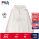 斐樂(lè )FILA兒童童裝上衣2026年春季新款女中大童加絨保暖連帽衛衣 云菇白-WT 150