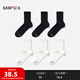 三?！?雙裝】 男短筒襪 基礎簡(jiǎn)約純色抗菌透氣男襪襪子480207 組合2-白色x3+黑色x3 6雙 均碼