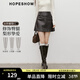 紅袖（hopeshow）甜酷機車(chē)半身裙2025冬季新款女裝氣質(zhì)顯瘦側拉鏈百搭A字PU皮短裙 黑巧克力0B7 S