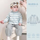 波步（BORBOON B）男童套裝春裝男寶寶分體三件套女童針織開(kāi)衫春季外套嬰兒外出衣服 【藍色】6806上衣 100