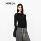 MO&Co.上衣2026春新品天絲綿羊毛斜肩船領(lǐng)收腰顯瘦輕熟風(fēng)MBF1TOPT12 黑色 S /160