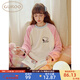 果殼（Gukoo）睡衣女冬季史努比聯(lián)名毛絨保暖插肩袖格子褲女家居服套裝可外穿D 橡皮粉套裝 L