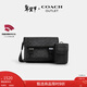 蔻馳（COACH）【情人節禮物】奧萊男士男包經(jīng)典標志LEAGUE混合型斜挎包單肩包 QB/炭黑色/黑色
