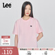 Lee25新品舒適版圓領(lǐng)X-Crew像素徽標設計粉色女短袖T恤顯瘦休閑潮 粉色 S