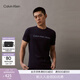 Calvin KleinJeans夏季男女情侶中性休閑年輕多色ck印花修身打底短袖T恤上衣 CHW-深邃藍 M （推薦130-145斤）