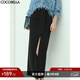 COCOBELLA設計感捏褶高開(kāi)叉通勤OL半身裙女氣質(zhì)職業(yè)西裝裙HS103 黑色 S