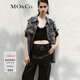 MO&Co.牛仔夾克搖滾鏡面珠片釘鉆洗舊褪色泛白黑牛外套摩安珂 牛仔黑色 S 160