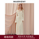 MAXRIENY游牧風(fēng)穿搭長(cháng)袖v領(lǐng)微收腰毛織連衣裙25秋 米白 M