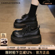 CAMILA KSENIA樂(lè )福鞋女春季2026新款大頭黑色英倫風(fēng)小皮鞋厚底增高學(xué)院風(fēng)休閑鞋 黑色 36