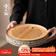 兮元記纏枝蓮汝窯圓形茶盤(pán)家用茶幾茶托盤(pán)客廳陶瓷茶海干泡小茶臺茶具 纏枝蓮米黃汝窯輕波陶竹圓茶盤(pán)