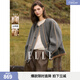 ELLE山羊絨綿羊毛氣質(zhì)撞色雙面呢大衣女25冬季新款短款毛呢外套 中灰 M