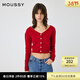 moussy 新品前后兩穿通勤花朵紐扣針織開(kāi)衫010HAH70-9191 080紅色 均碼 00020/F