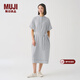 MUJI MUJI IDEE 女式 強捻短袖襯衫連衣裙女裝裙子夏季連身裙GAD12C4S 藍灰色 M (155/80A)