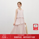 范思藍恩度假風(fēng)重工領(lǐng)口無(wú)袖掛脖連衣裙2025夏新款不規則裙擺2469 水粉色 M