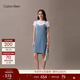 Calvin KleinJeans夏季女士復古少女感潮流ck性感純棉吊帶疊穿牛仔連衣裙 XDM-牛仔淺藍 M