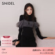 SNIDEL秋冬薄紗吊帶半高領(lǐng)針織連衣裙兩件套SWNO245065 黑色 均碼 （F）