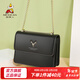 稻草人女包新品新款牛皮單肩包女可愛(ài)小鹿頭斜挎包女鏈情人節新年禮物送 黑色（可調節肩帶）