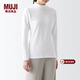 MUJI女式 柔軟棉 高領(lǐng)長(cháng)袖T恤 打底衫 女裝 上衣 FCD85C3A 白色 XL(165/92A)