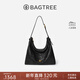 BAGTREE【明星同款】包包樹(shù)圖南頭層植鞣牛皮hobo女包單肩腋下通勤斜挎包 檀黑色-大號 贈斜挎延長(cháng)肩帶 高級小眾