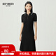 深呼吸DEEP BREATH女裝POLO領(lǐng)拼色洋裝短袖直筒連衣裙女A500274 黑 S (2)