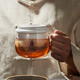 容山堂 玻璃茶水分離辦公杯泡茶杯綠茶水杯功夫茶杯可加熱杯子茶具套裝 陶瓷玻璃泡茶杯-海水江崖款