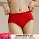 金三塔女式內褲真絲抗菌高腰舒適無(wú)痕內褲女 大紅 1條 2XL