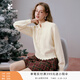 香影白色軟糯毛衣女長(cháng)袖2026春裝新款木耳邊新年穿搭立領(lǐng)針織上衣 鷺白 上衣 XL 170/92A/125-140斤