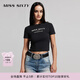 MISS SIXTY短袖T恤上衣女圓領(lǐng)時(shí)尚印花顯瘦正肩修身短款辣妹風(fēng) 黑色 S