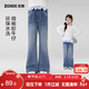 左西女童牛仔褲春裝兒童喇叭褲長(cháng)褲2026新款中大童褲子潮 牛仔色 160