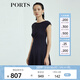 PORTS寶姿商場(chǎng)同款新品女裝氣質(zhì)純色修身短袖連衣裙LL8N021RWE005 丈青 L (8)