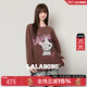 LALABOBO【商場(chǎng)同款】衛衣25年秋冬新原創(chuàng  )女裝套頭巨好看印花高街外套上衣 咖色 S