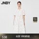 JNBY/江南布衣春夏連衣裙中式苗族蝴蝶印花褶皺設計圓領(lǐng)短袖5O5G10090 199/白底多彩花型 M