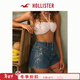 HOLLISTER25夏Y2K碎花刺繡高腰熱褲牛仔短褲女裝349-5297 深色 24 160/60A 00標準版