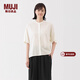 MUJI女式 萊賽爾混五分袖罩衫短袖t恤上衣女款內搭女裝25年秋季 米白色 M (160/84A)