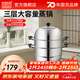 雙喜 蒸鍋304不銹鋼三層加厚復底大容量湯鍋帶蒸籠蒸屜燃氣電磁爐通用 304不銹鋼 3層 30cm
