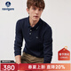 Navigare意大利小帆船長(cháng)袖POLO衫男春秋季彈力翻領(lǐng)T恤衫舒適通勤體恤上衣 海軍藍 XL 碼