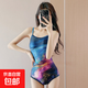 微閃銀河丨泳衣女游泳館專(zhuān)用專(zhuān)業(yè)訓練初學(xué)者帶胸墊速干競速游泳衣 銀河微閃 L