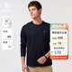 哈吉斯（HAZZYS）男裝純棉休閑長(cháng)袖T恤ABTZE0CAF04 深藏青色DN L（175/96A48）