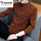 啄木鳥(niǎo)（TUCANO）毛衣圓領(lǐng)男士秋冬季潮流加絨針織衫韓版毛線(xiàn)衣純色休閑打底衫男裝 830咖啡色 XL 約120-135斤可穿