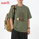 班尼路（Baleno）復古港風(fēng)潮流短袖t恤男2026新款軍綠色休閑寬松夏季純棉半袖男裝