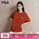 FILA 斐樂(lè )馬上起飛情侶針織短袖T恤2026春季時(shí)尚休閑純棉海棠花上衣
