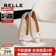百麗（Belle）時(shí)尚蝴蝶結淺口單鞋女鞋休閑舒適牛皮單鞋D3R1DAQ5 米白 36 (230mm)
